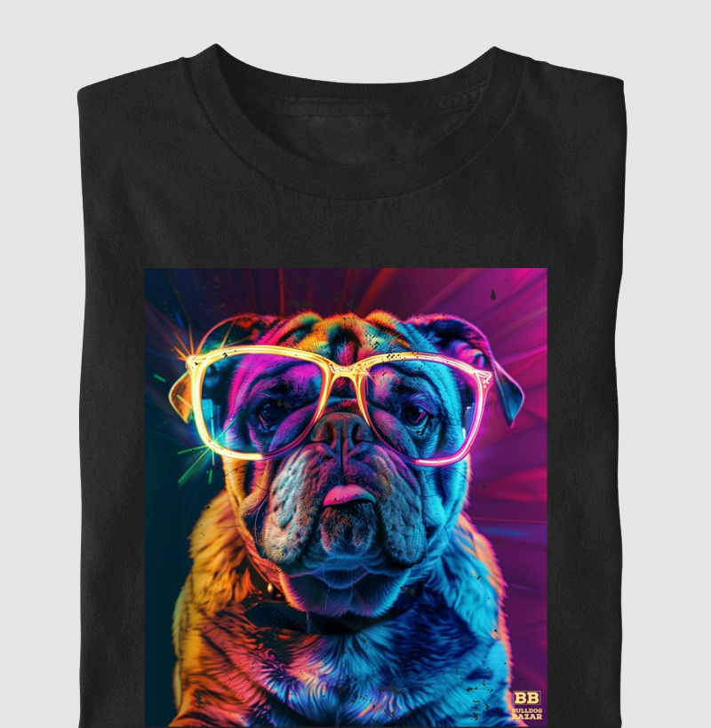 Camiseta Bulldog Ingles "Oculos Neon 2"