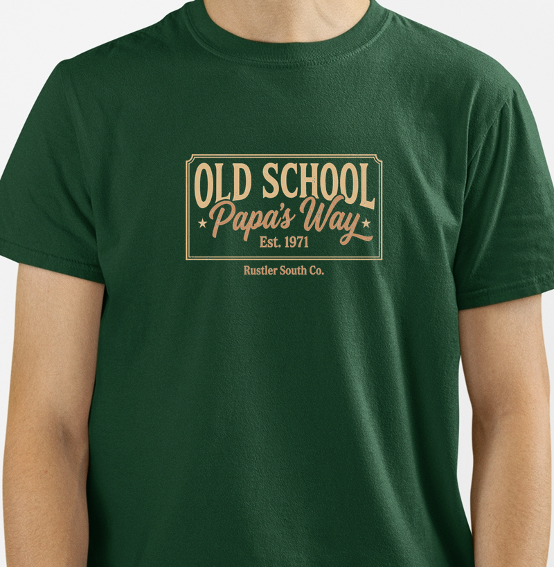 Camiseta Country Masculina Old School Papa’s Way Rustler South Co.