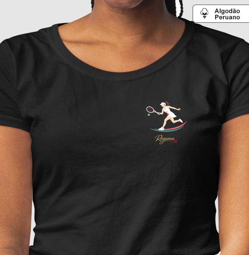 Camiseta Feminina, Babylook de Algodão Peruano Tênis "Motion Elegance" 
