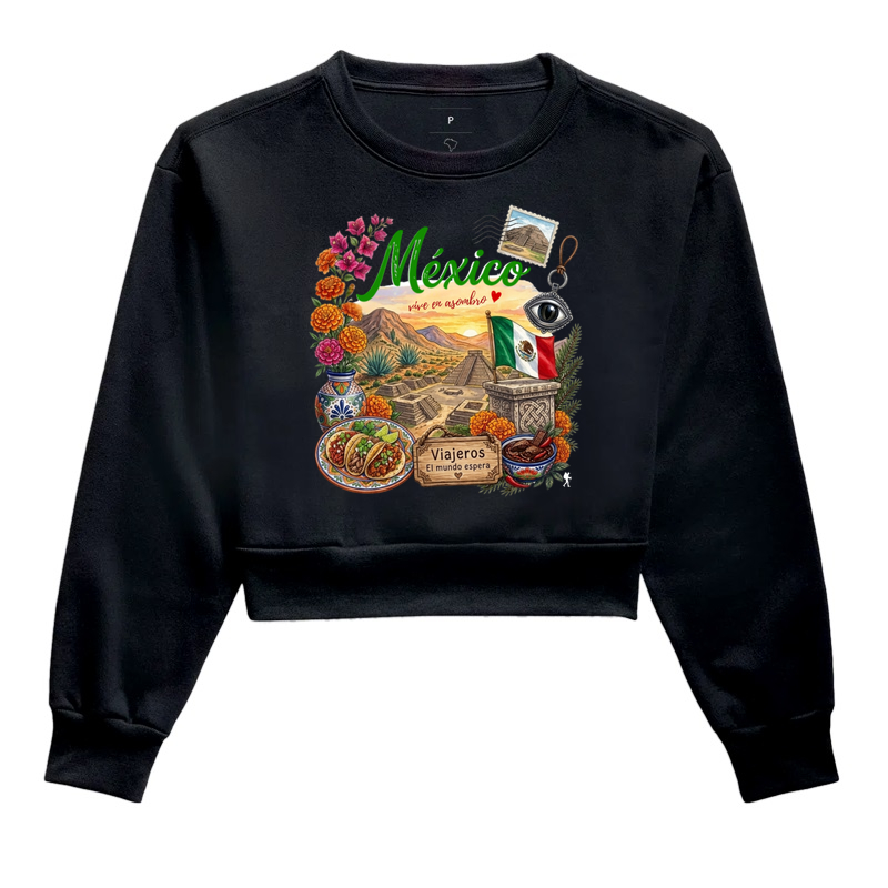 Camiseta Mexico Vive en Asombro | Piramides Tacos Aquarela | Colecao Fashion Travel