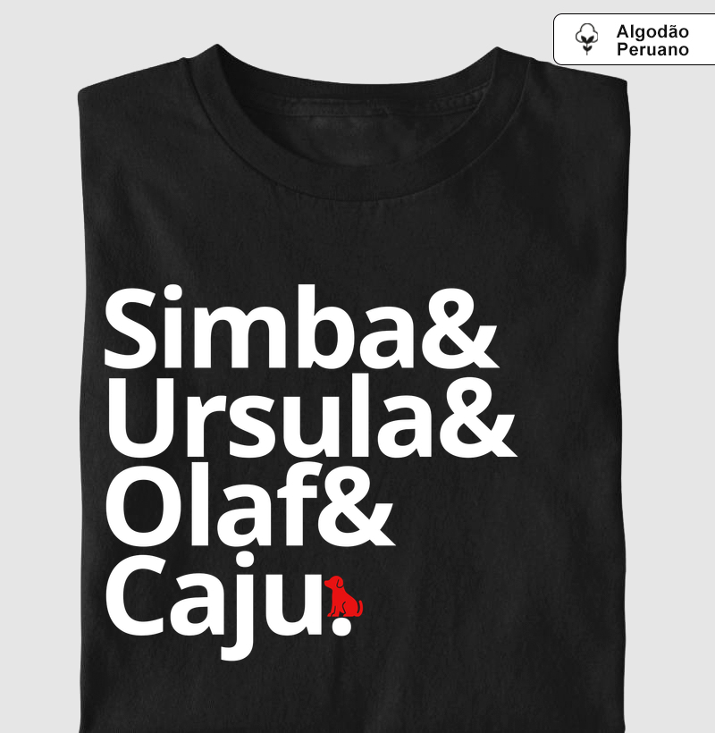 Camiseta nomes cachorros