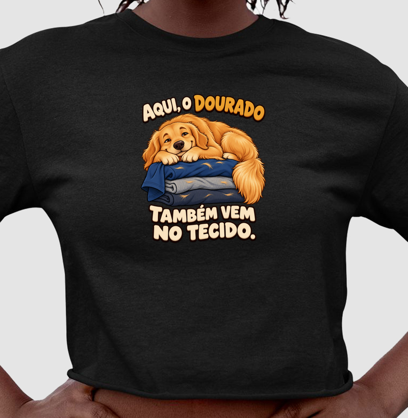 Aqui, o dourado também vem no tecido.
