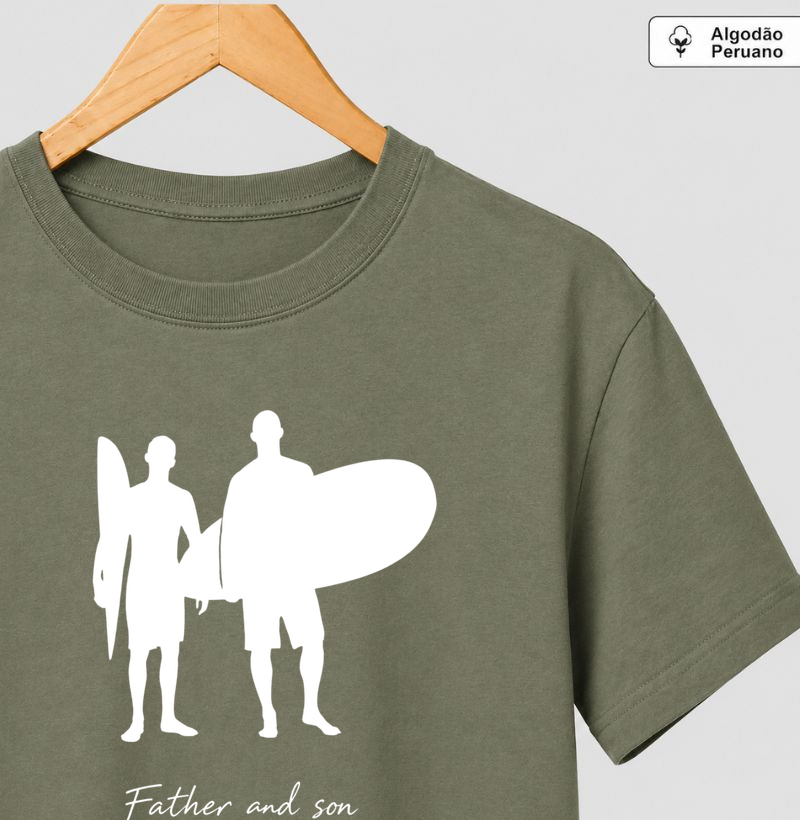Father and son in the surf