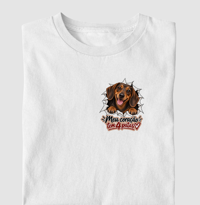 Meu coração tem 4 patas - Salsicha - Camiseta