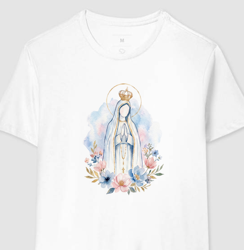 Nossa Senhora de Fátima Aquarela Floral
