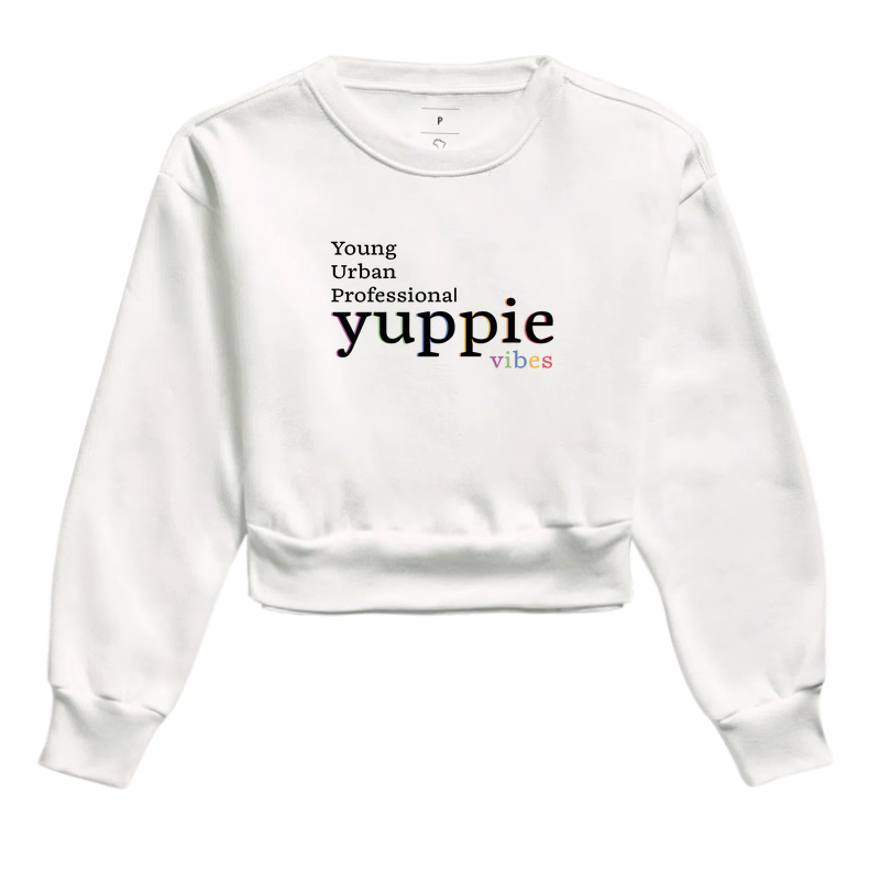 Yuppie Vibes -  Moletom Cropped Branco 
