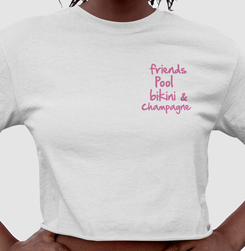 Friends, pool, bikini & champagne