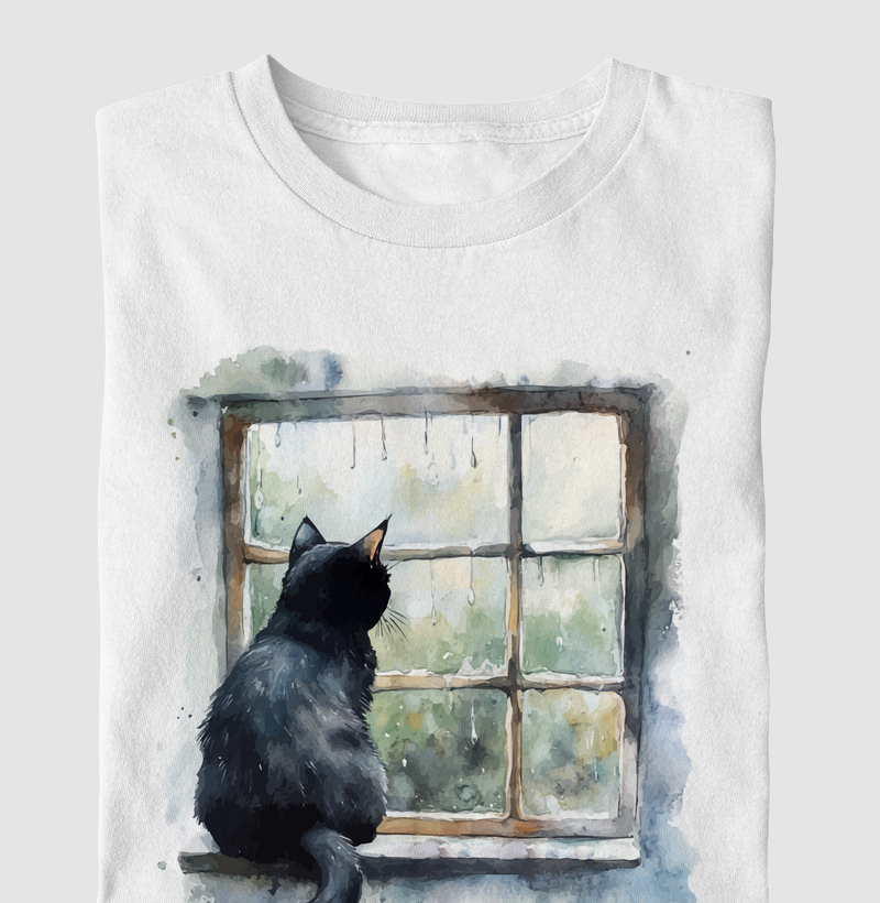 Aquarela: Gato na Janela