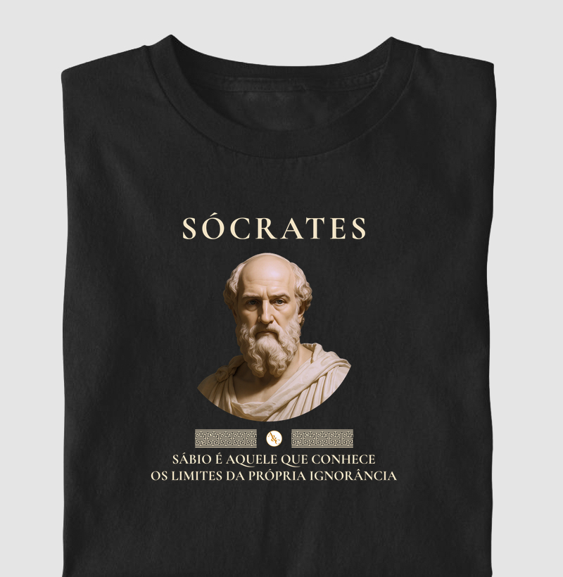 Camiseta Limites da Ignorância - Sócrates - Estampa filosófica Intelectual