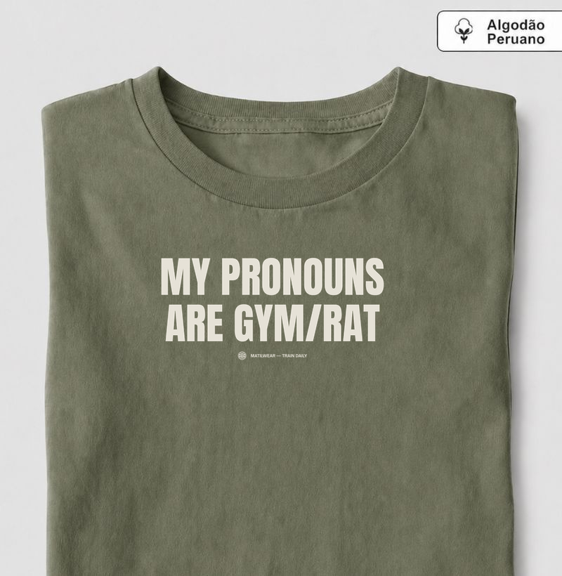 Pronouns GYM RAT - Camiseta Algodão Peruano