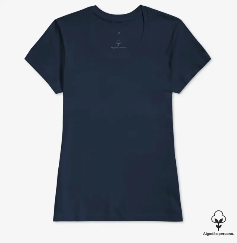 Camiseta lisa PREMIUM algodão peruano marinho - FEMININA