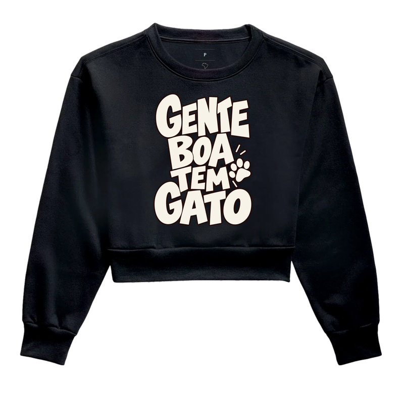 Gente boa tem gato - Cropped Moletom