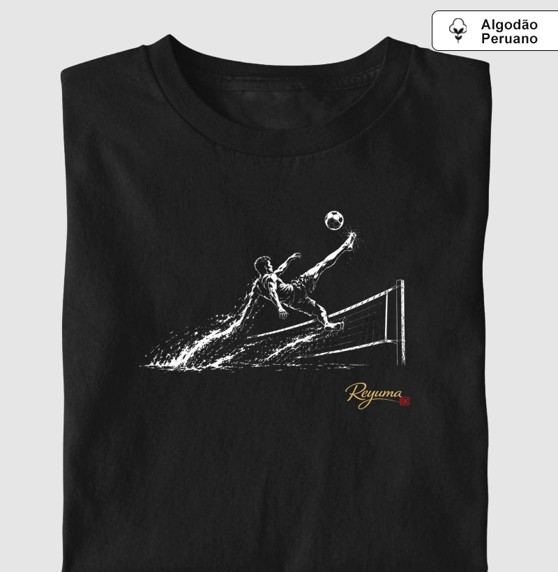 Camiseta Masculina e Feminina de Algodão Peruano Futevôlei "Futevôlei em movimento"
