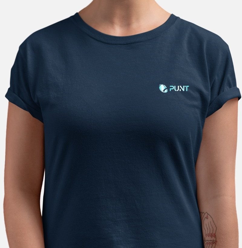 Camiseta algodão estampa de bolso Logo PUNT azul claro