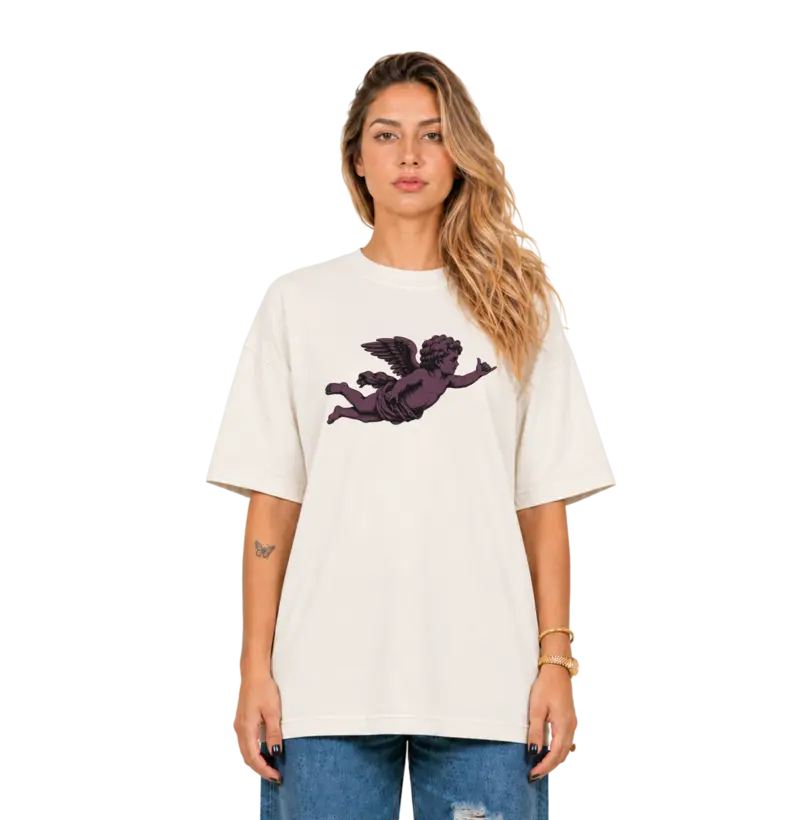 Camiseta Oversized Unissex Off-White Bordeaux Cherub