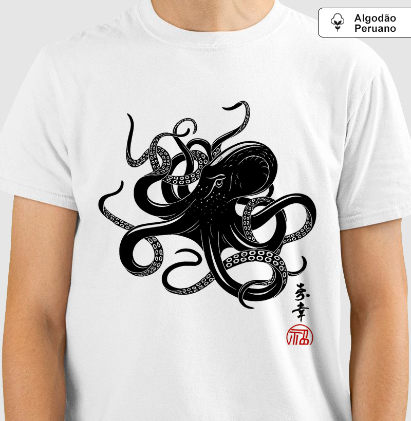 Camiseta Tako – Polvo Japonês | Arte Oriental | Algodão Peruano Premium