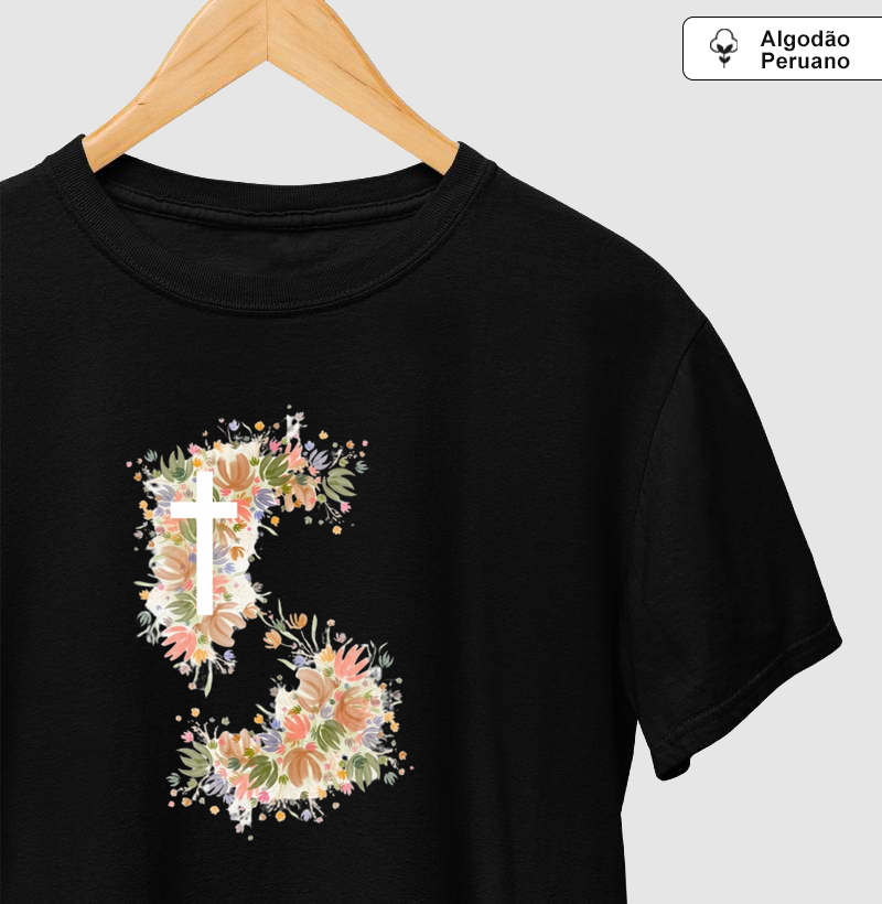 Camiseta Algodão Peruano Fé em Flor