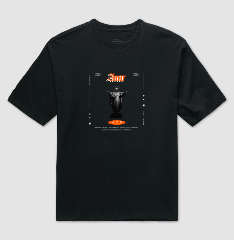 Camiseta Original Oversized Black Versículo Bíblico Amarás o teu próximo como a ti mesmo
