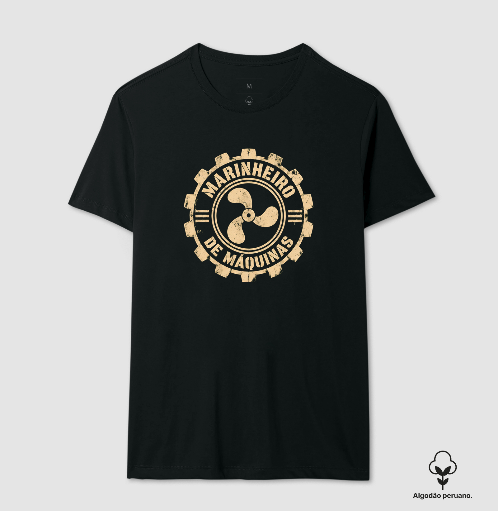 Marinheiro de Máquinas Stencil Símbolo - Camiseta Algodão Peruano