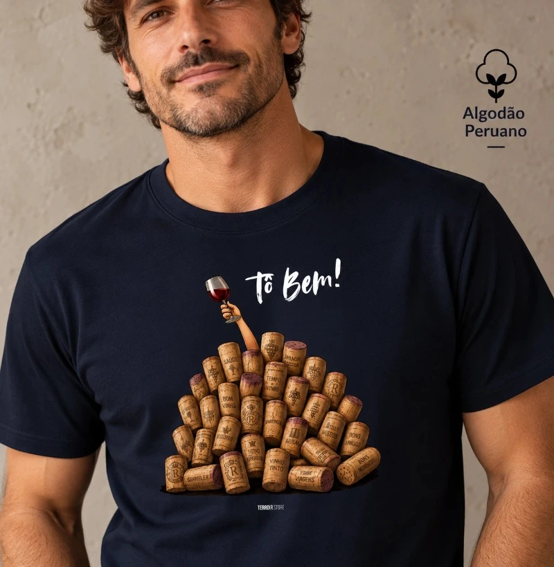 Camiseta Vinho - Tô Bem! - Rolhas