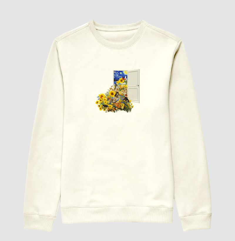 Portal noite estrelada com gatos e flores