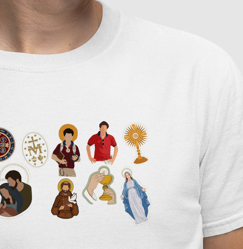 Camiseta Figurinhas Católicas