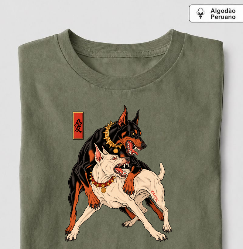 Doberman Ukiyo-e 愛 🐾🇯🇵 - Camiseta Algodão Peruano