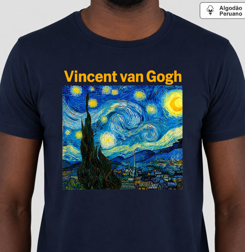 Camiseta Vincent van Gogh Fine Art Algodão Peruano 