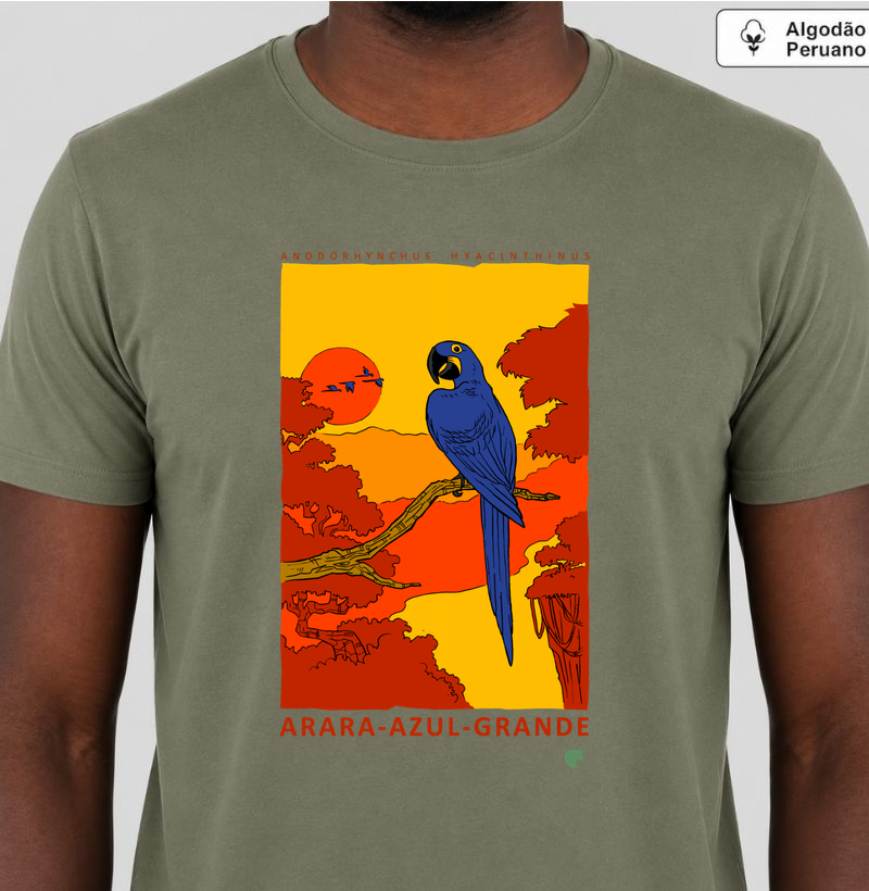 Arara-azul - Camiseta Algodão Peruano