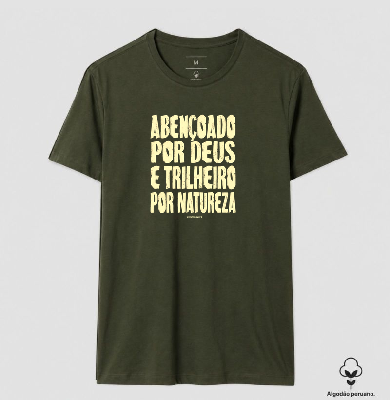 Abençoado e Trilheiro - Camiseta Algodão Peruano