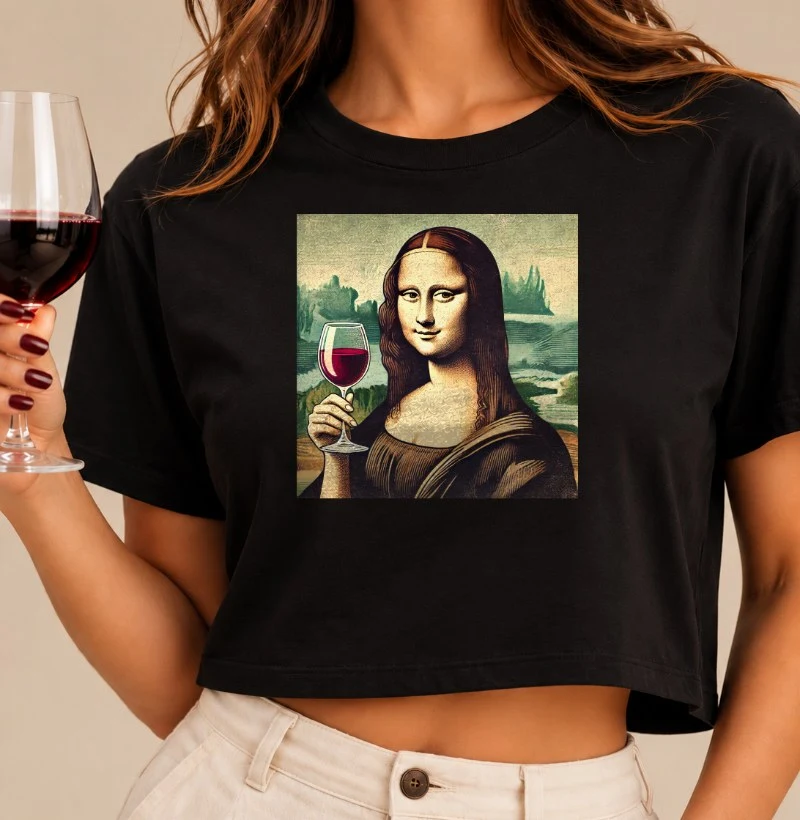 Camiseta Cropped Monalisa Wine Lover - Cropped
