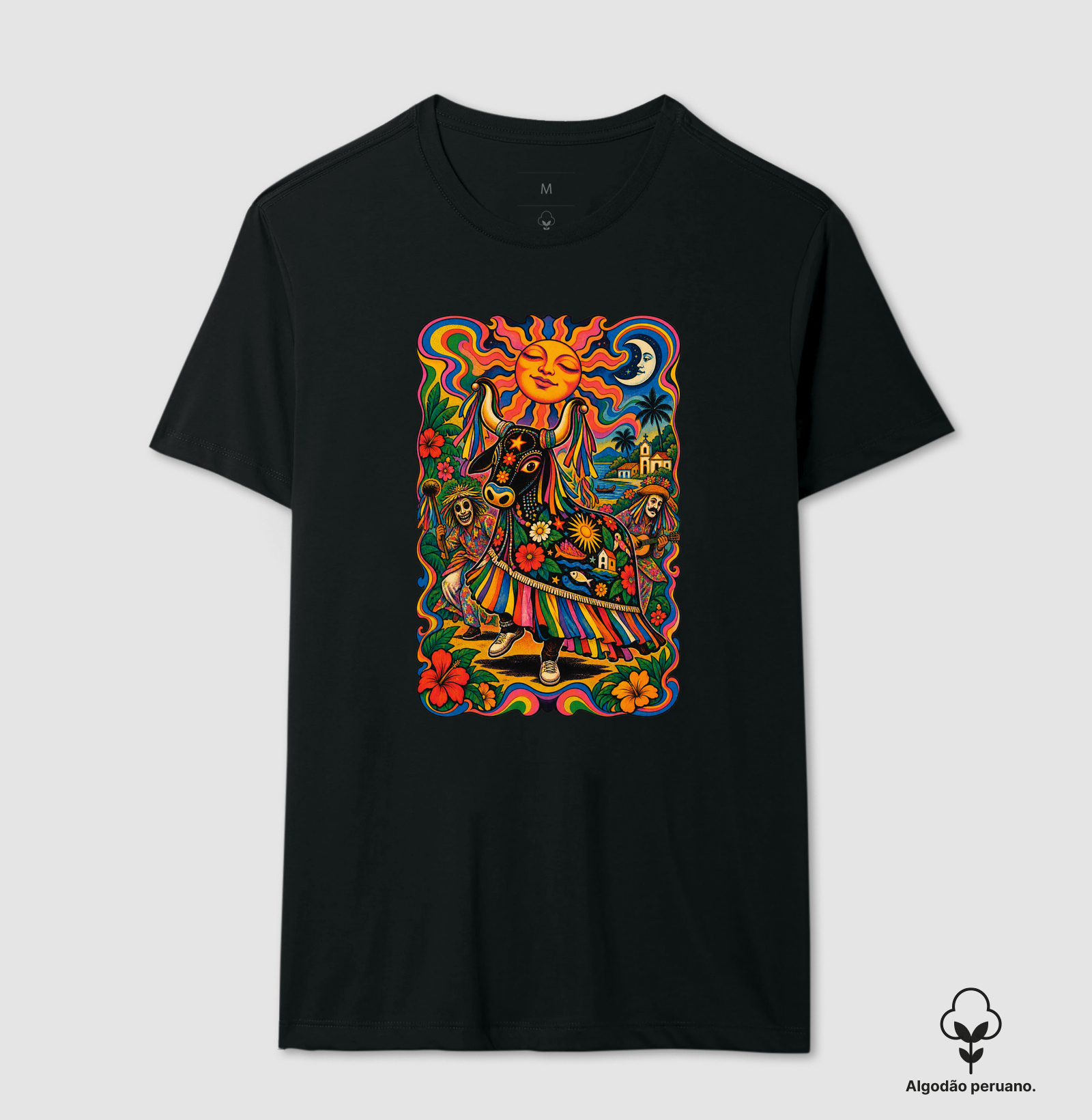 Boi de Mamão Psicodélico  - Camiseta Algodão Peruano