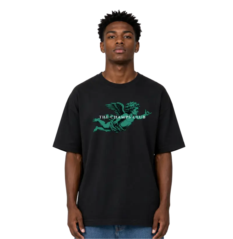 Camiseta Oversized Preta Emerald Cherub 