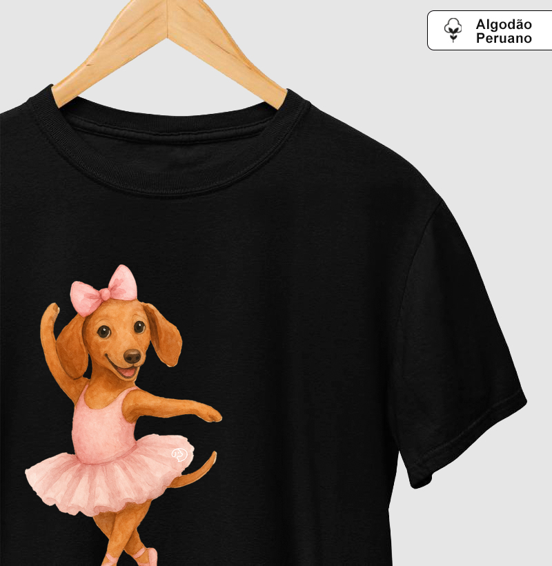 Dachshund Balet - Camiseta Algodão Peruano