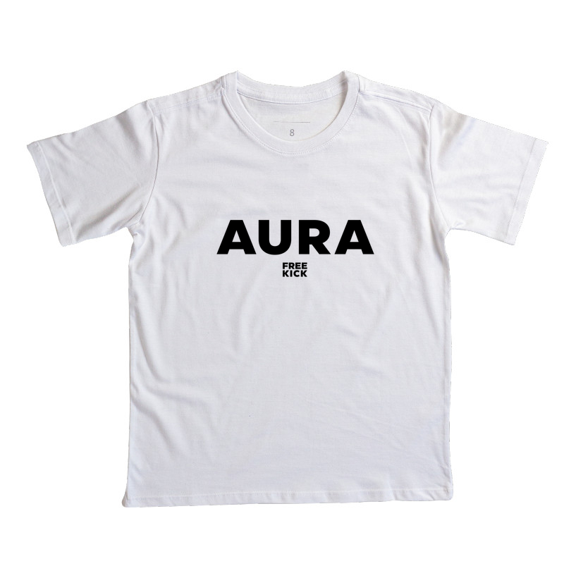 CAMISETA INFANTIL FREE KICK AURA LOGO PRETO