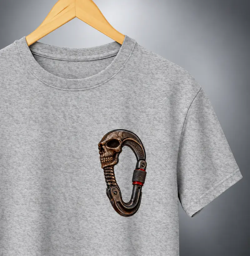 Skull Carabiner, Mosquetão no Peito - Camiseta