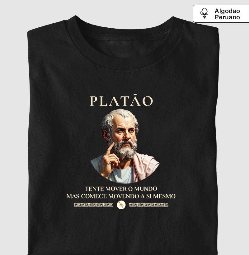 Camiseta O Primeiro Movimento - Platão | Estampa Filosófica Exclusiva
