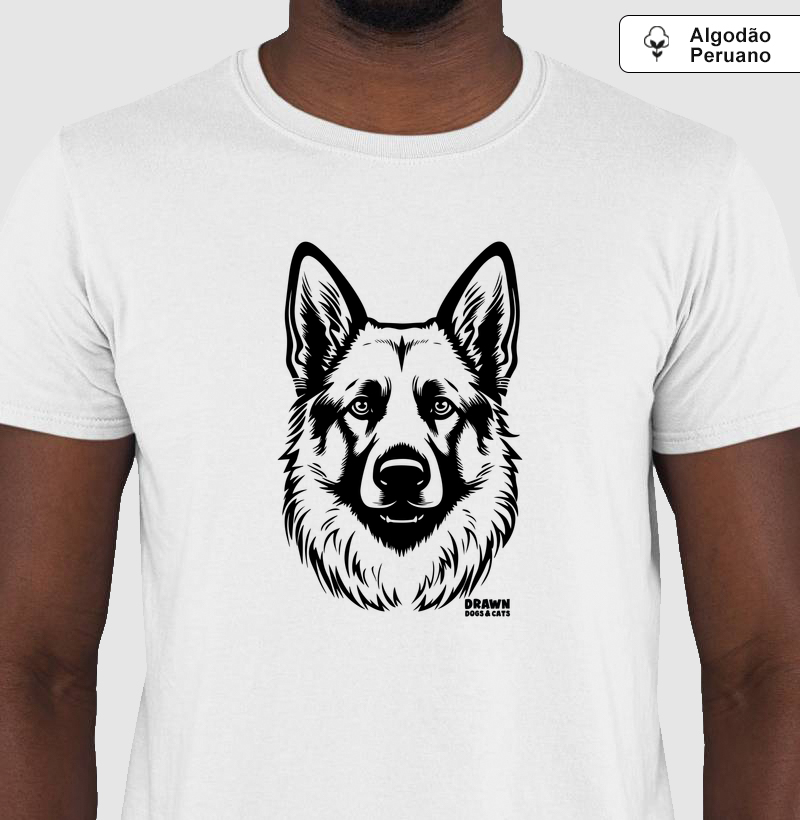 Pastor alemão de frente - Camiseta Algodão Peruano