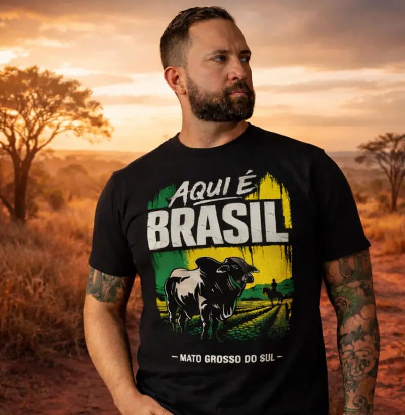 Camiseta Filhos da Patria Aqui e Brasil Mato Grosso do Sul