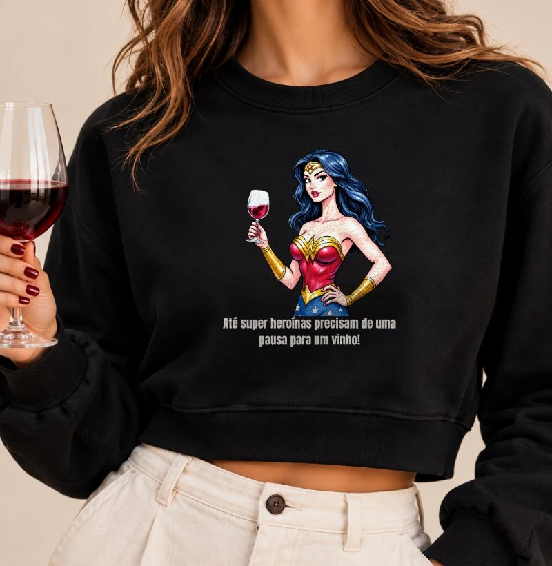 Camiseta Super Mãe - Cropped Moletom