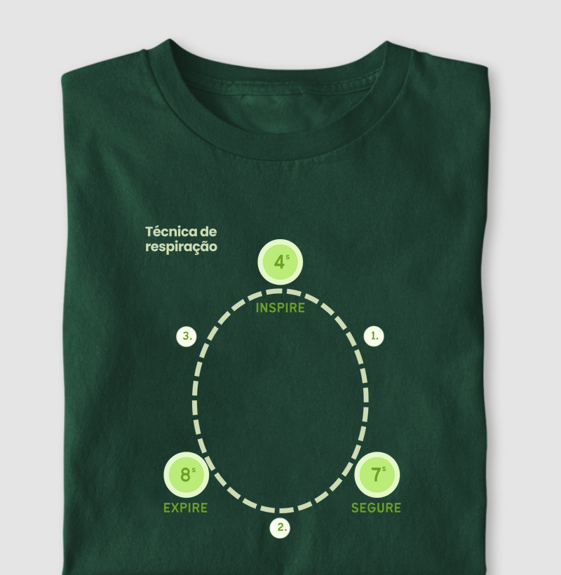 Camiseta com estampa "Inspire, Segure, Expire"- 100% algodão