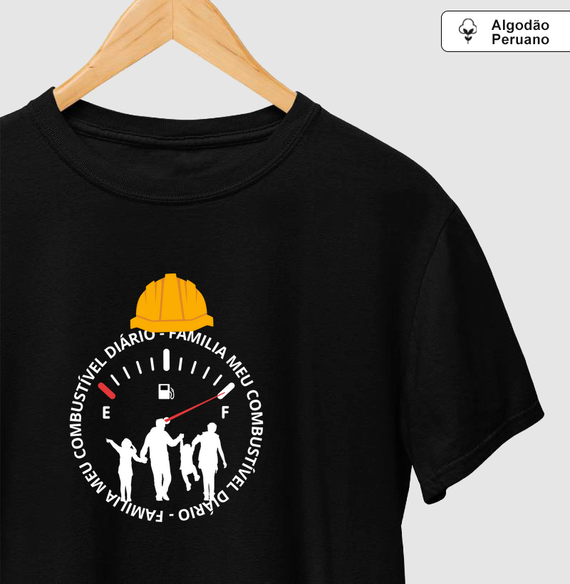 Camiseta algodão peruano Familia meu combustível diario - 2 filhos