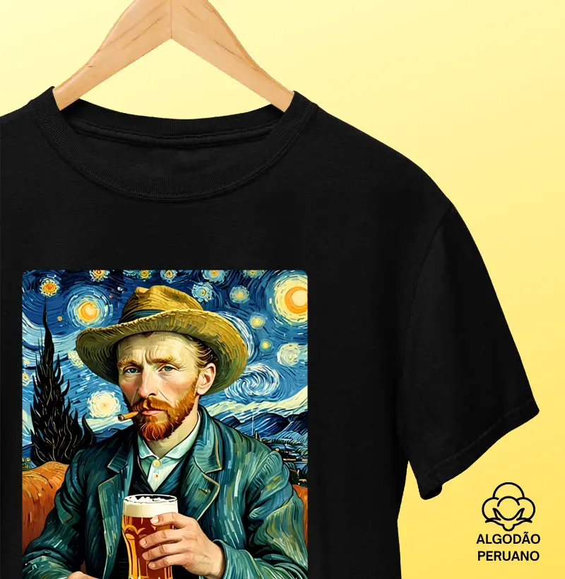 Noite Estrelada no Bar - Camiseta Algodão Peruano