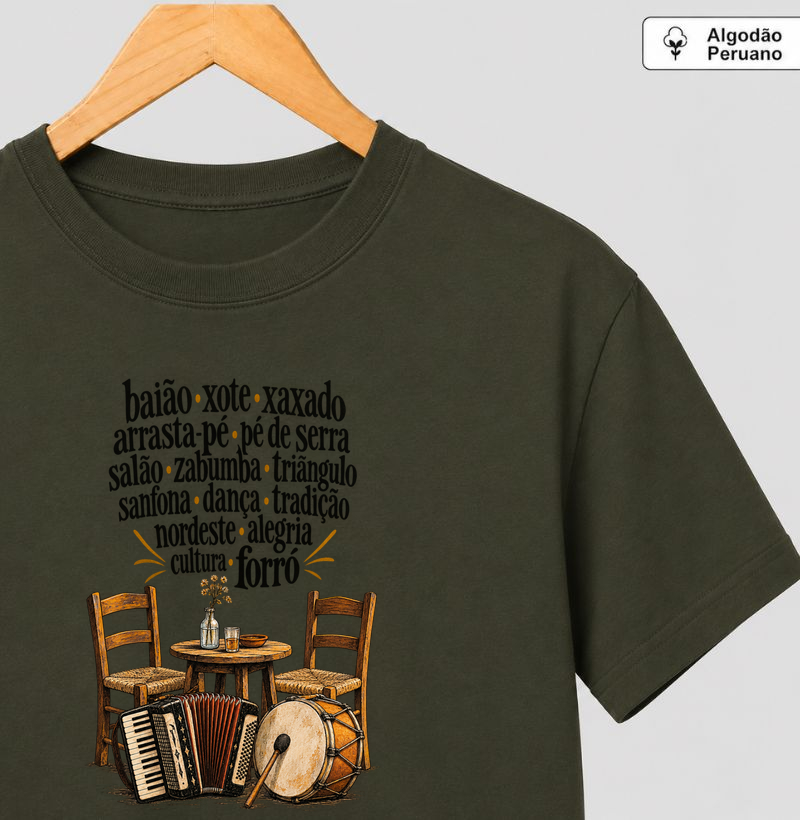 O universo do forró - Camiseta Algodão Peruano