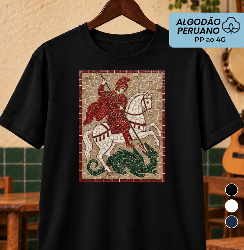 São Jorge Mosaico 2 - Camiseta Algodão Peruano