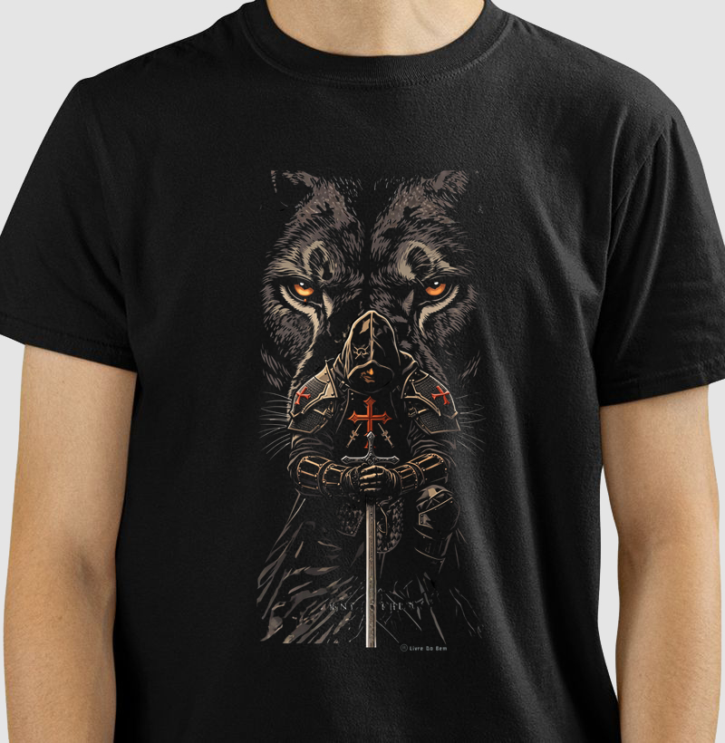 Camiseta maçonaria - Templário Lobo