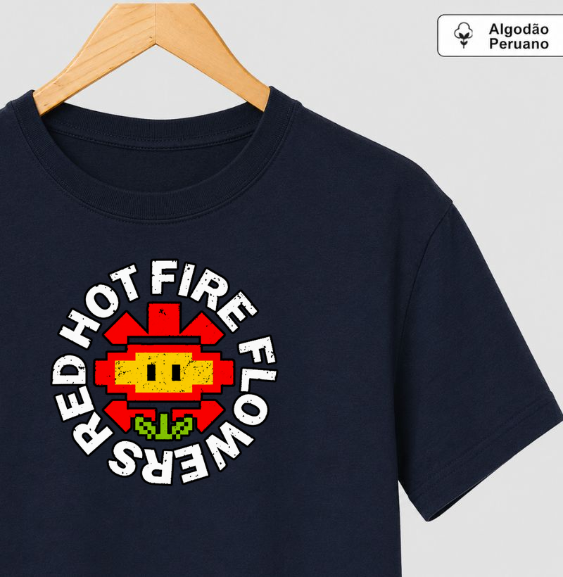 Red Hot Fire Flower - Camiseta Algodão Peruano
