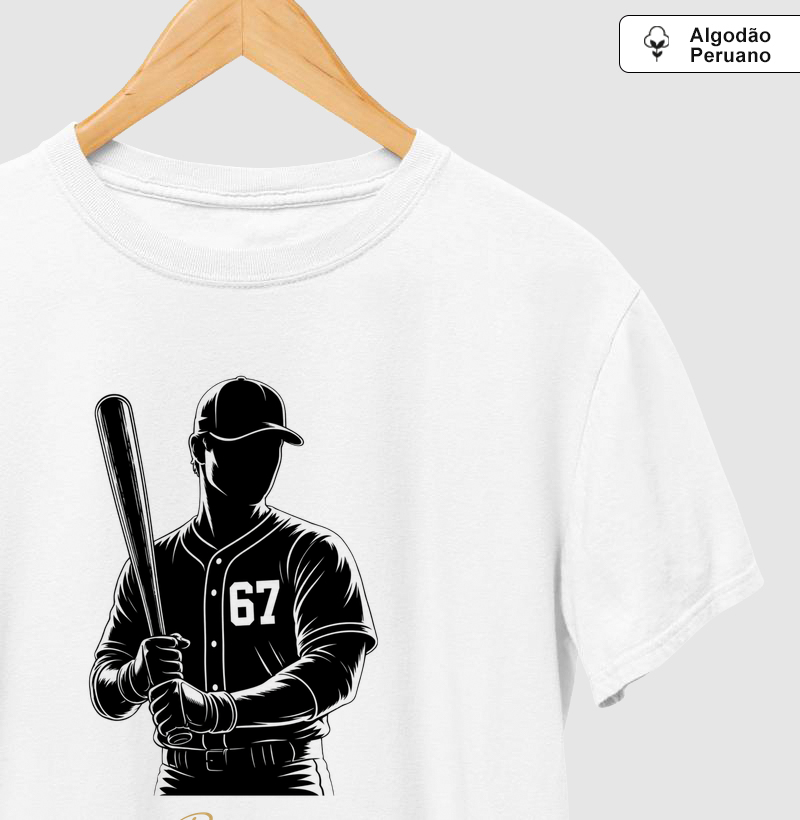 Camiseta Masculina e Feminina de Algodão Peruano Baseball "Zona de Strike"