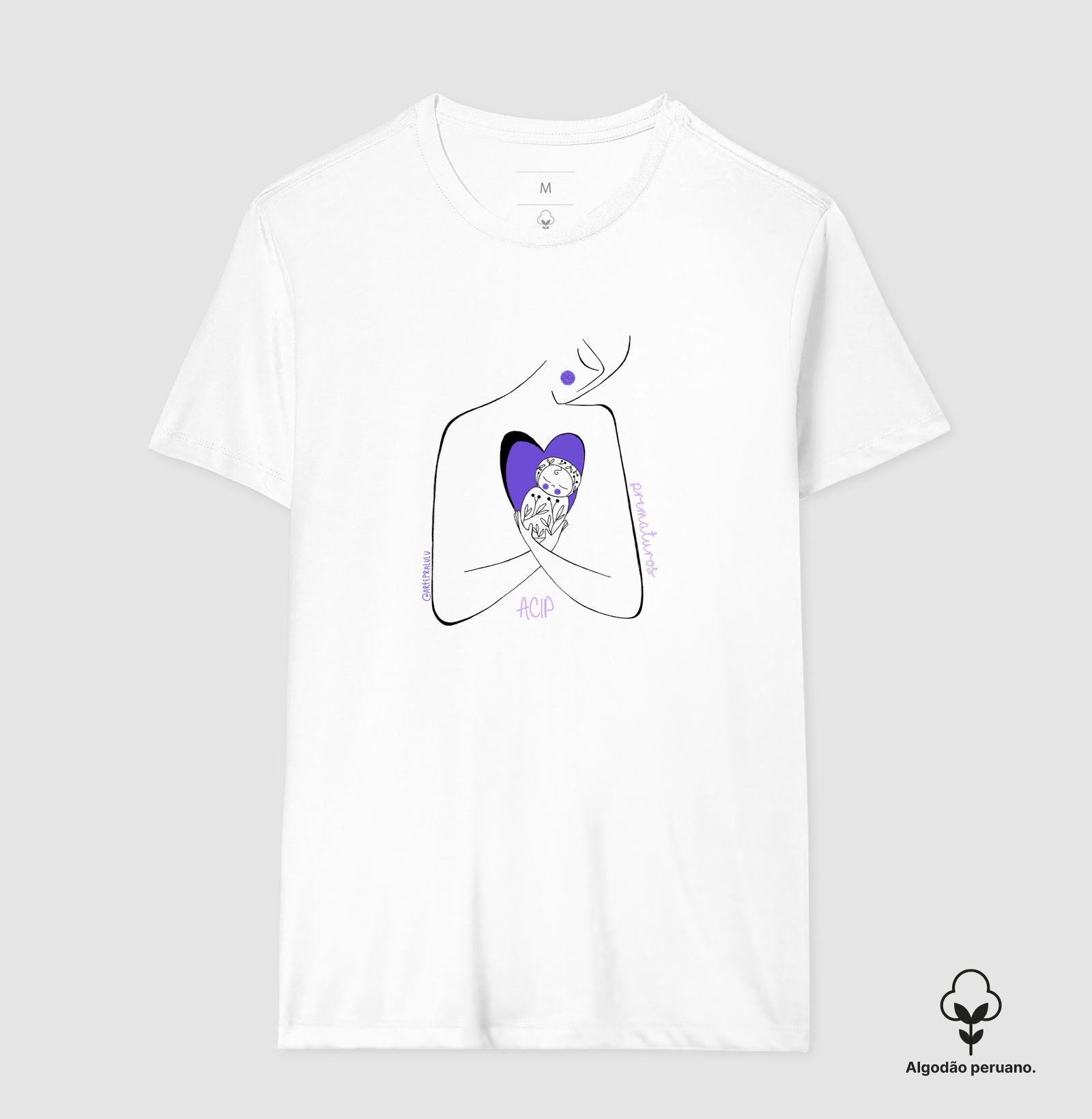 Prematuro camiseta algodão peruano- ARTE de Manuela Tasca