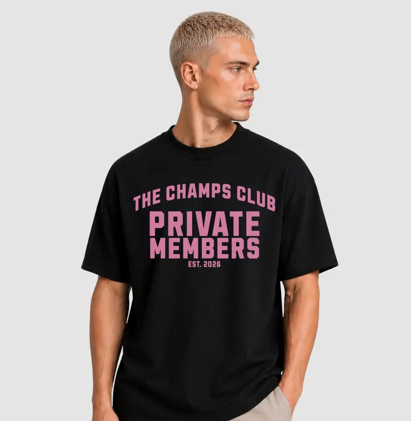 Camiseta Oversized Preta Private Members Pink